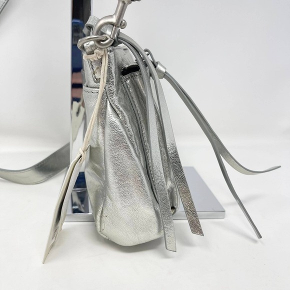 Lucky Brand Koda Crossbody Silver Metallic Topanga Leather Flashy Shiny Party - Picture 5 of 15